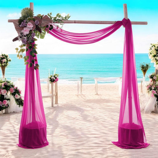 MDS Halloween Chiffon Draping Fabric - 2 Panel, 30" Wide x 50ft Long - Sheer Spooky Arbor & Canopy Drapery for Haunted House Backdrops, Party Ceilings, DIY Costumes & Themed Events - Magenta