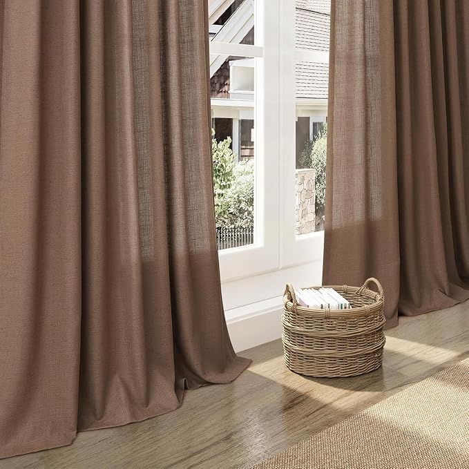 Nanspring Caramel Brown Linen Curtains - Image 5