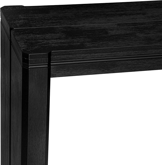 X02SI-206-48 - 5-pc Modern Dining Room Table Set a Rectangular Kitchen Table and 2 wooden Benches and 2 coffee Linen Fabric Dining Chair, 39x120 Inch, Wire Brushed Black