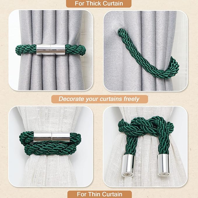 NICEEC 6 Pack Strong Magnetic Curtain Tiebacks Modern Simple Style Drape Tie - Image 6