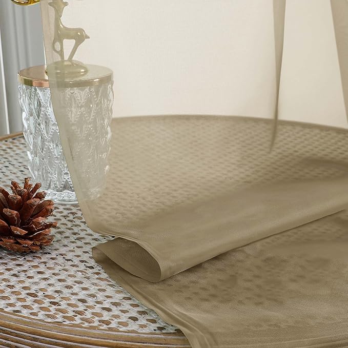 OWENIE Sheer Taupe Curtains, Sheer Curtains 63 inch Length 2 Panels Set - Image 7