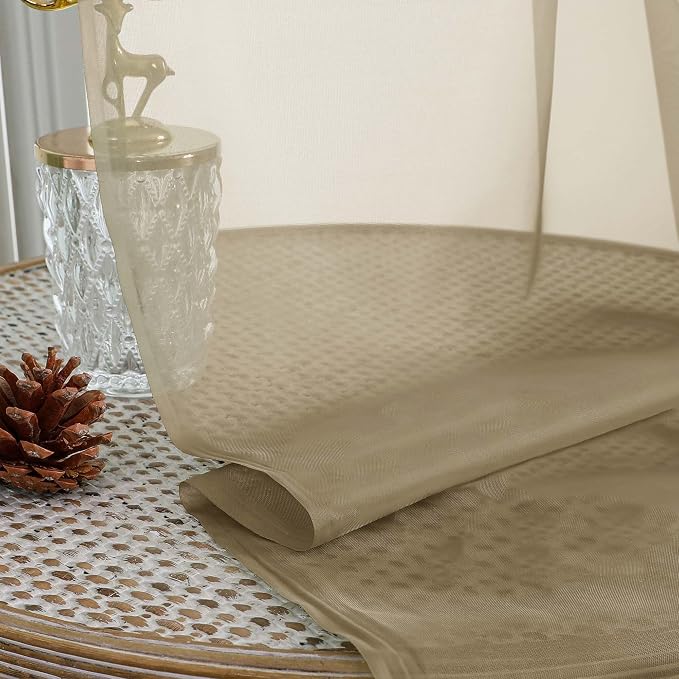 OWENIE Taupe Sheer Curtains 72 Inches Long 2 Panels Set, Transparent Voile - Image 7