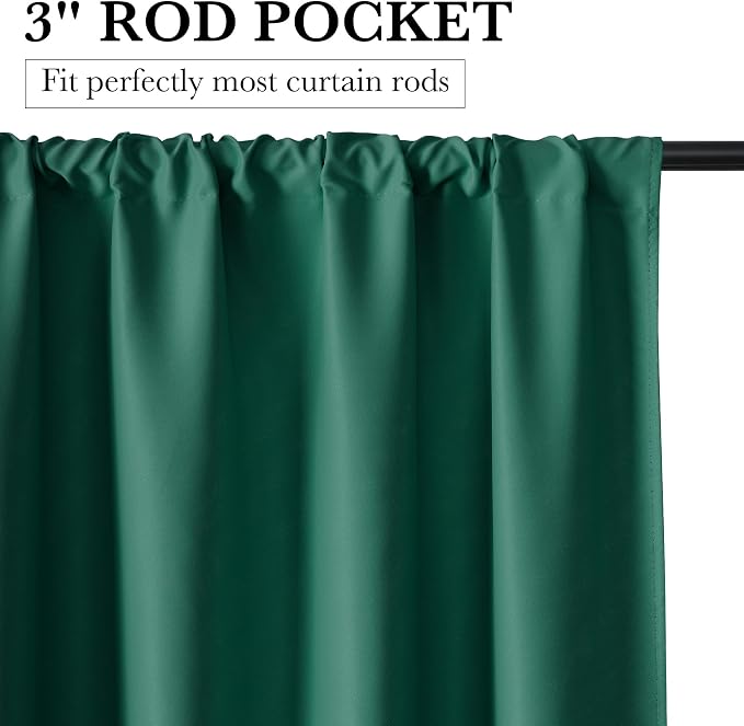 RYB HOME Bedroom Blackout Curtains 63 inches Long, 100% Blackout Thermal - Image 2
