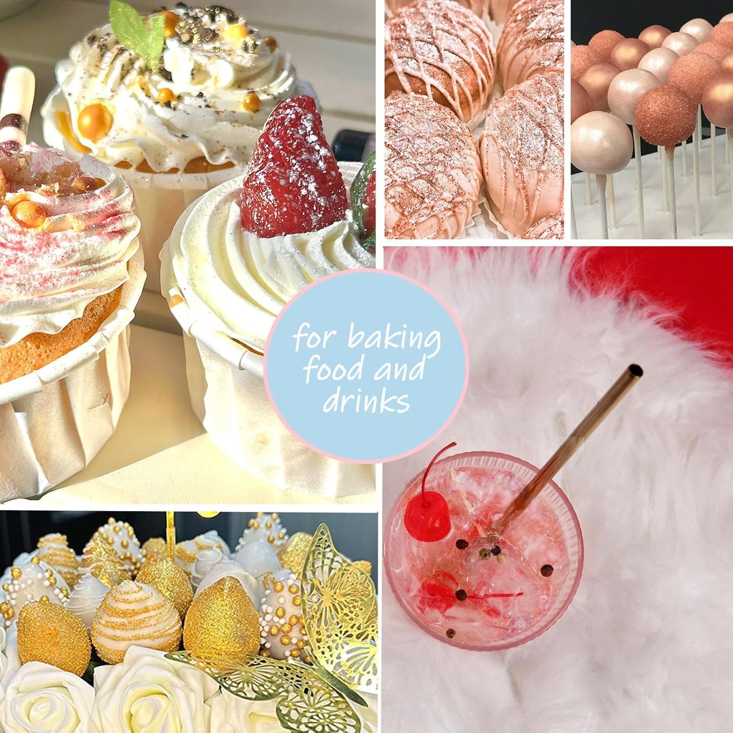 Edible Glitter for Cakes Drinks Luster Dust Set - Colaele 10 Colors Shimmering Disco Glitter Food Grade Metallic Food Coloring Powder Sprinkling for Strawberries, Chocolates, Fondant, Pops, Vegan