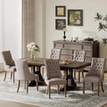 COLAMY Wingback Upholstered Side Dining Room Chairs Set of 6, Fabric Dining Chairs with Tufted Button, Living Room Chairs for Home Kitchen, Taupe