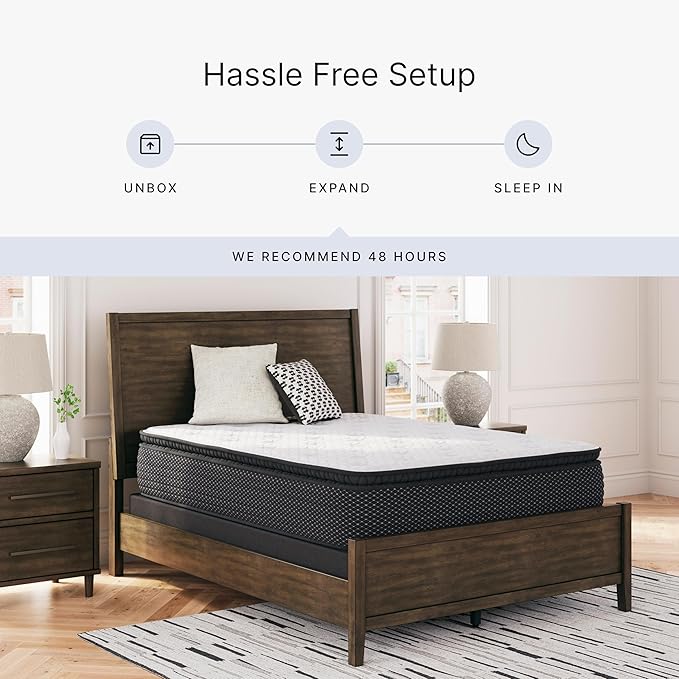 Signature Design by Ashley Limited Edition Pillow Top 13 " Pillow Top Hybrid Mattress with Gel Memory Foam and Edge Support for Cool Sleep and Pressure Relief, Full, Fiberglass Free, Mattress In A Box