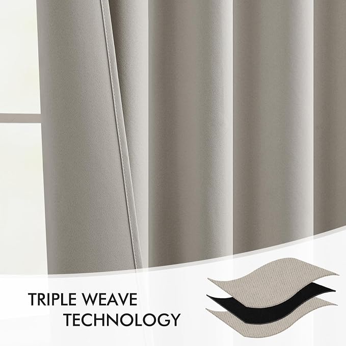 MIULEE Natural Back Tab Blackout Curtains 108 Inch Long 2 Panels Set - Image 7
