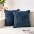 Pack of 2 Corduroy Decorative Throw Pillow Covers 20x20 InchSoft Boho Striped by Unknown