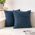Pack of 2 Corduroy Decorative Throw Pillow Covers 22x22 Inch Soft Striped by Unknown
