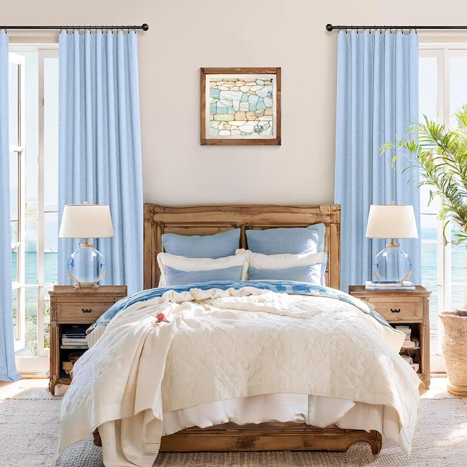 Pitalk 100% Blackout Light Blue Curtains 84 Inch Length - Image 2
