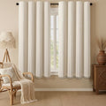 Boho Blackout Curtains 63 Inches Long Beige Linen Blend 2 Panels by Unknown