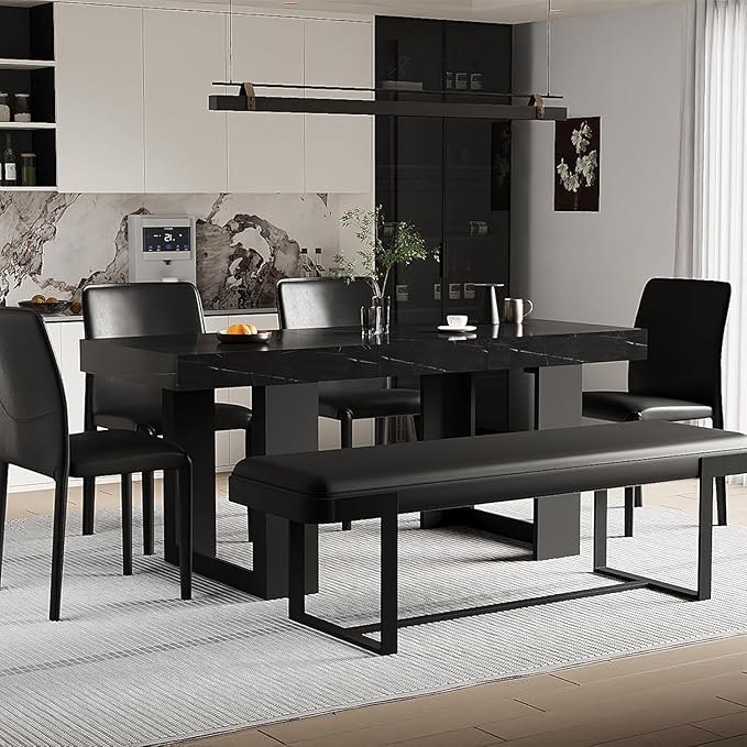 63"-78.74" Rectangular Extendable Dining Table for 6-10 People – Modern Farmhouse Wooden Kitchen Table with Brown Finish, Large Extendable Table for Dining Room or Conference Use
