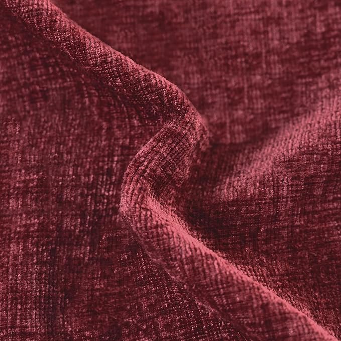 CaliTime Throw Pillow Covers Decorative 18 X 18 Inches Pack of 4 Cozy Chenille Cushion Cases for Couch Sofa Bed Living Room Home Burgundy