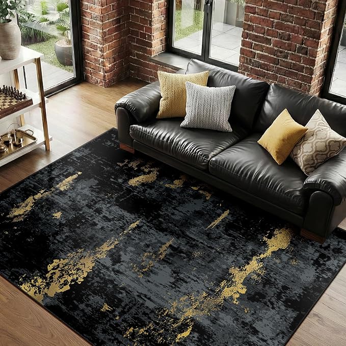 Washable Area Rugs 9'x12' Non-Slip Modern Abstract Soft - Image 8