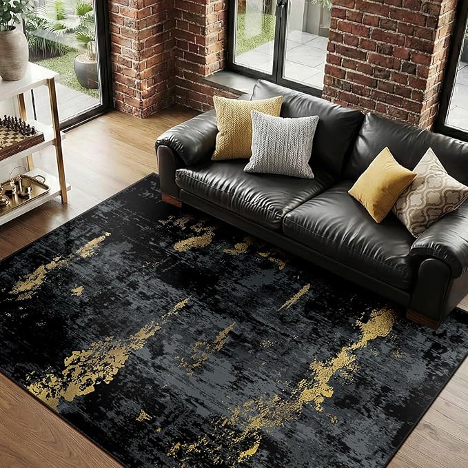 Washable Area Rugs 4'x6' Non-Slip Modern Abstract Soft by RELEANY