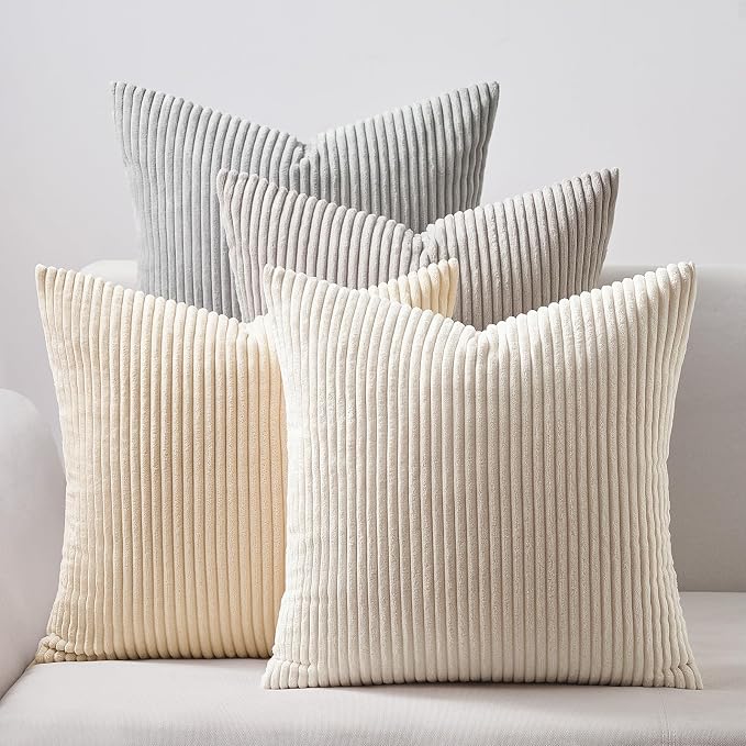 Topfinel 4 Packs Neutral Decorative Throw Pillows Covers 12x12 Inch by Topfinel