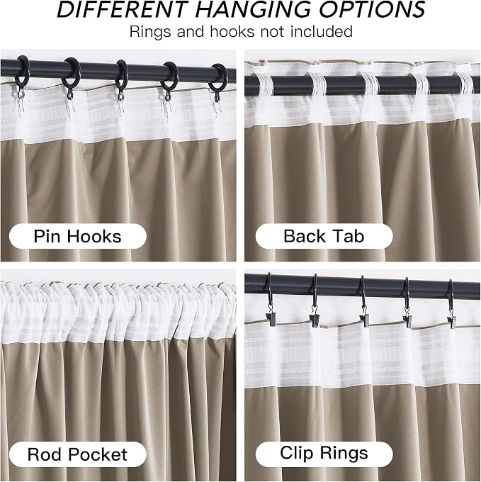 RYB HOME Camel Beige Velvet Curtains 102 inches - Image 2