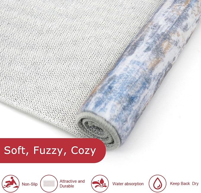 KOZYFLY Modern Abstract 3x5 Large Entryway Rug Non-Slip Washable Area Rug - Image 6