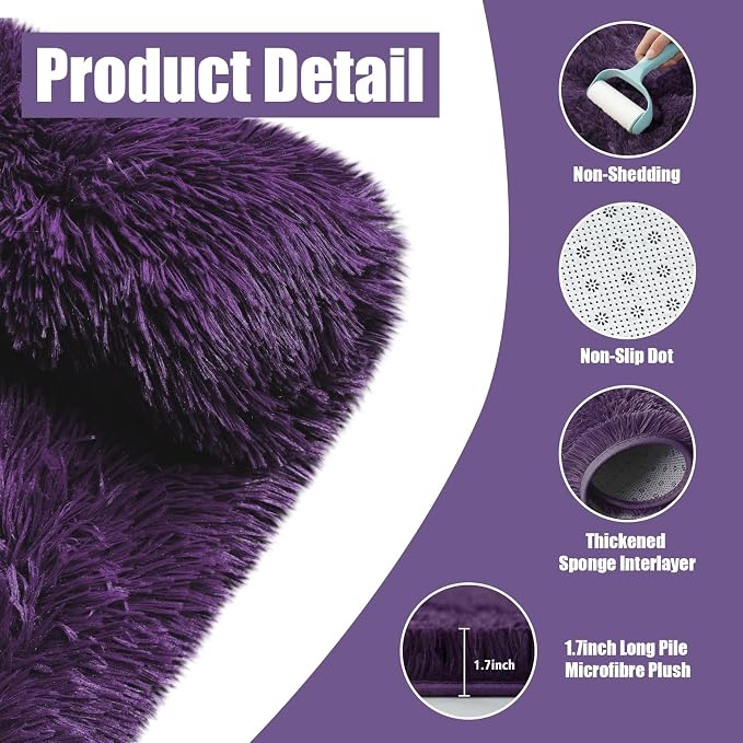 6x9 Fluffy Area Rug for Living Room, Shag Area Rugs for Bedroom - Image 3