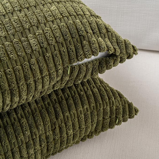 Fancy Homi 4 Packs Boho Moss Green Decorative Throw Pillow Covers 14x14 Inch - Image 4
