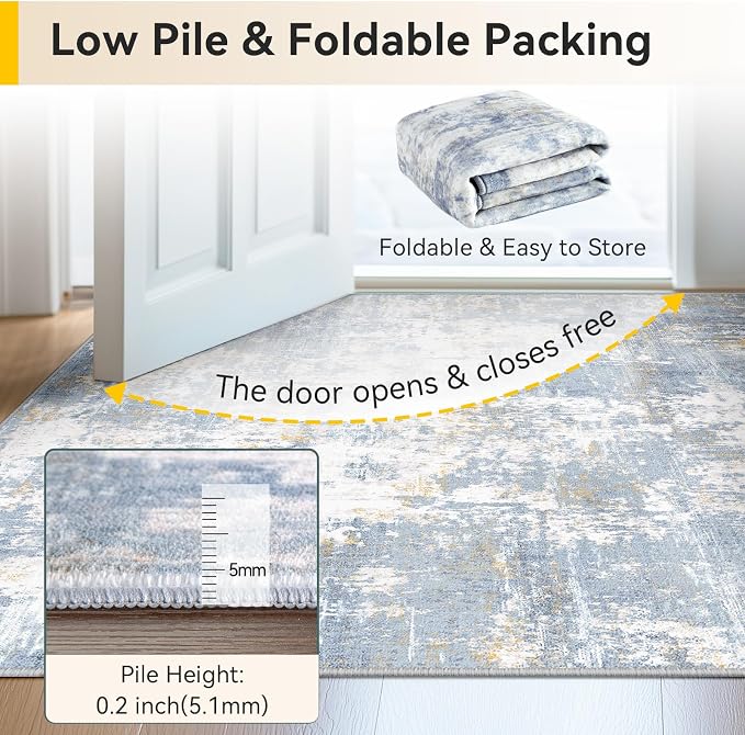 Washable Area Rugs 5'x7' Non-Slip Modern Abstract Soft - Image 8