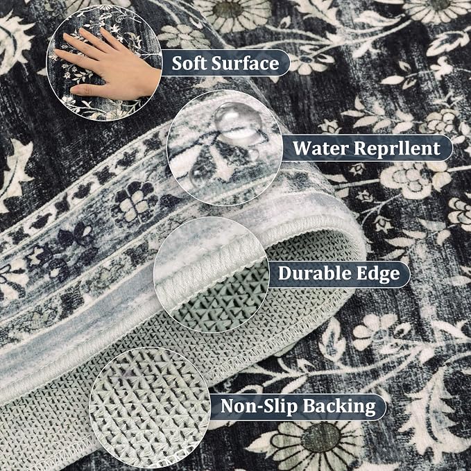 Yamaziot Washable Runner Rug 2x12 – Non Slip Boho Floral Hallway Runner Rug - Image 5