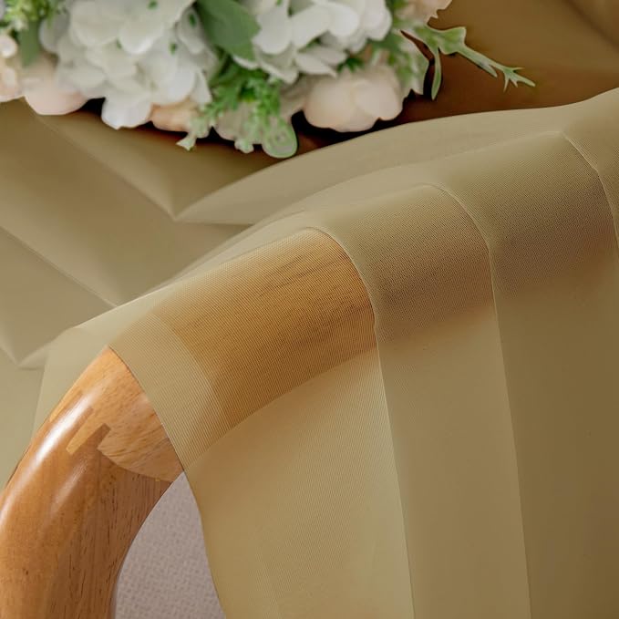 Simplebrand Gold Sheer Curtains 90 Inches Long 2 Panels, Light Filtering Rod - Image 6