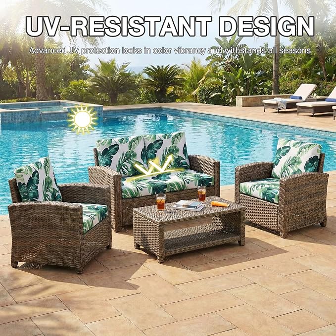 hyha 8Pcs Patio Cushion Covers, Stretch Outdoor Couch Cushion Covers, Washable - Image 6