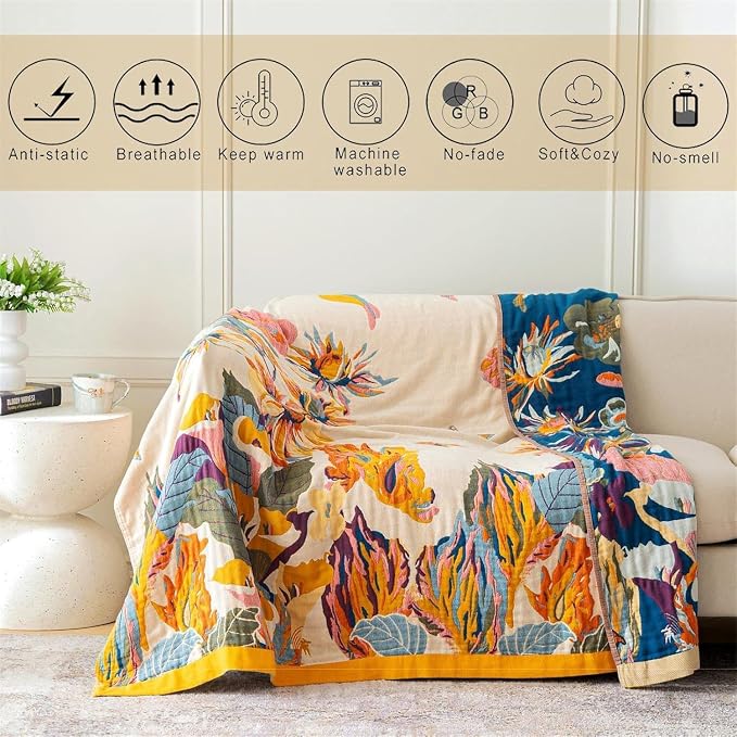 MSGKV Boho Throw Blanket King Size 108" x90'' Cotton Blanket - Image 3