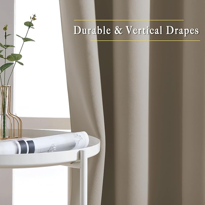NICETOWN Blackout Taupe Curtains & Drapes 90 inches Long - Image 5