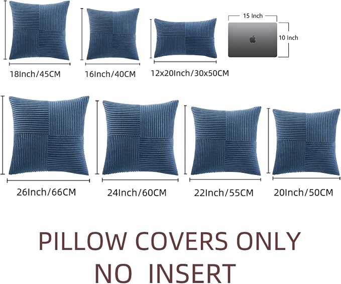 Fancy Homi 2 Packs Dusty Blue Euro Decorative Throw Pillow Covers 26x26 Inch - Image 6