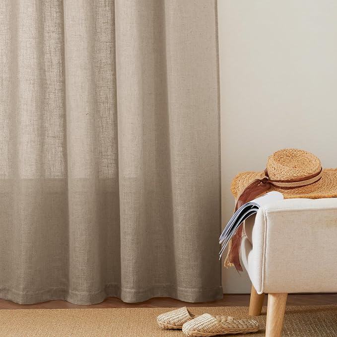 RYB HOME Linen Curtains Over Sink 36 inches Length, 2 Panels Light Filtering - Image 6