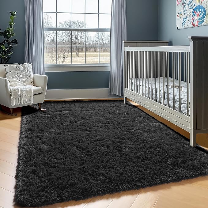 ONASAR Black 6x9 Area Rugs for Living Room Bedroom, Large Fluffy Soft Plush - Image 7