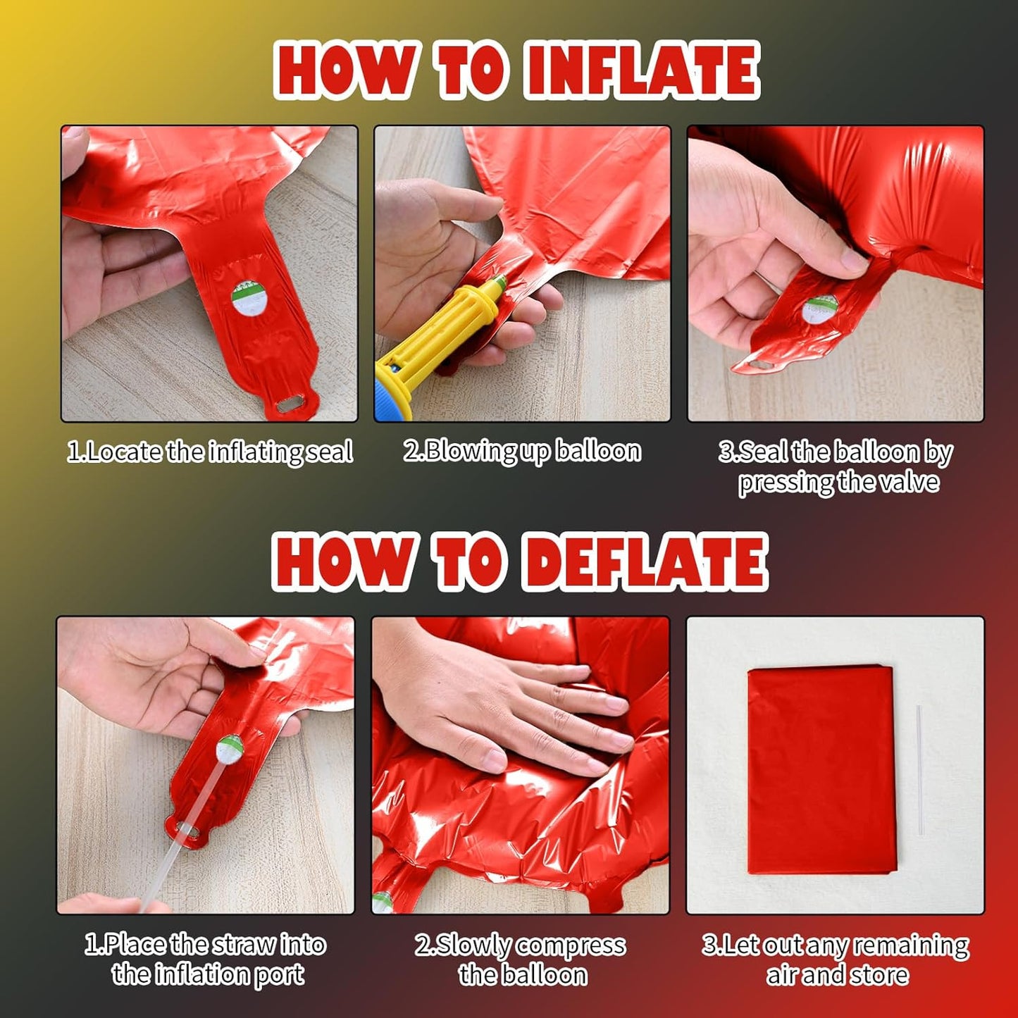 Star Balloons, 22in Red Black and Gold Star Balloons Foil 10in 4-Pointed & Pentagram Balloon for Graduation New Year Birthday Casino Movie Night Party Decorations