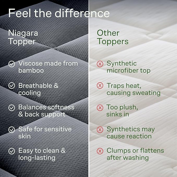 Ultra Soft Twin Size Mattress Topper - Viscose Made from Bamboo Pillow Top Mattress Pad for Back Pain Relief - Naturally Cooling for Hot Sleepers, Grey