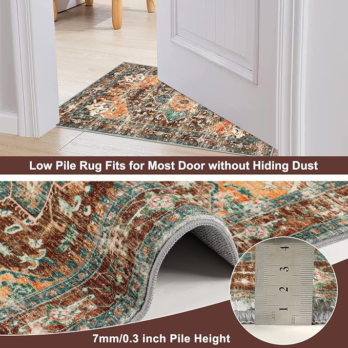 Yamaziot Washable Runner Rug, 2x12 Non-Slip Boho Vintage Hallway Rug Runner - Image 3