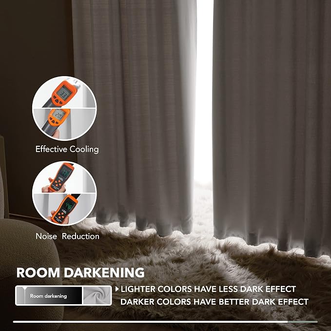 Deconovo Blackout Curtains, Thermal Insulated, W52 x L95 2 Panels, Back Tab - Image 6