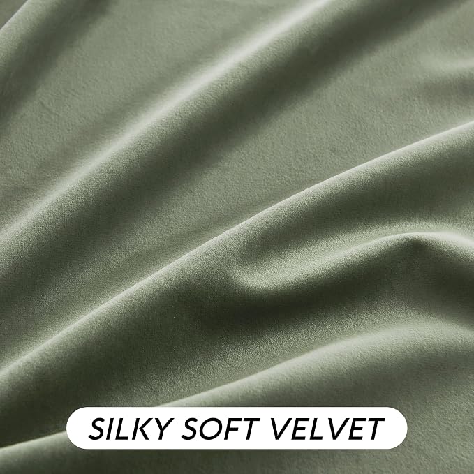 RYB HOME Sage Green Velvet Curtains 80 inches - Image 4
