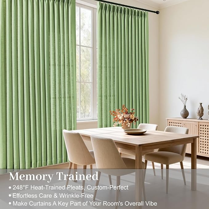 Sage Green Pinch Pleated Curtains 90 Inch Length 2 Panels - Image 4