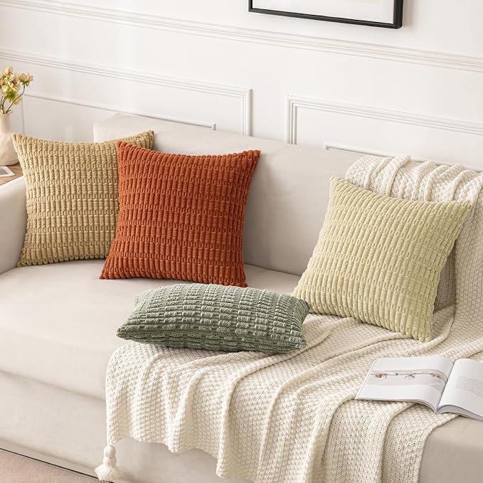 MIULEE Pack of 2 Corduroy Decorative Throw Pillow Covers 16x16 Inch Soft Boho - Image 7