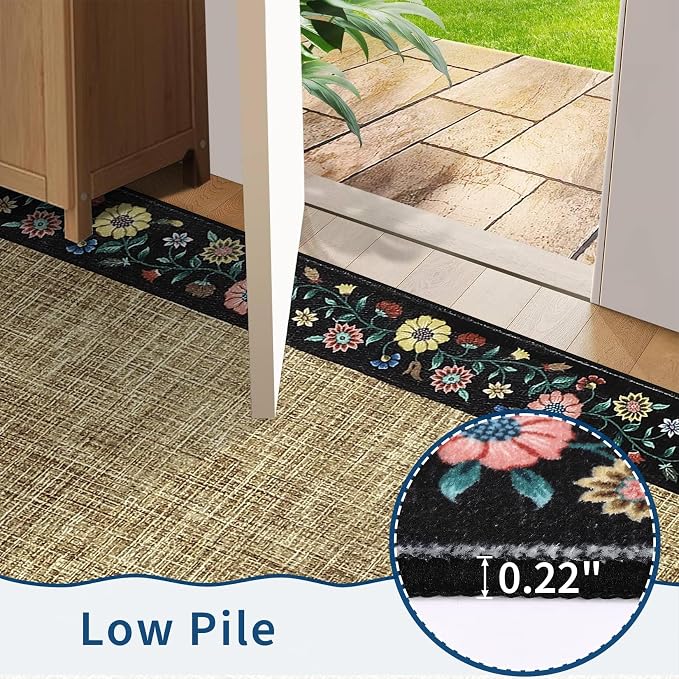 GarveeHome Washable Rugs for Living ROM 8 x 10 Large Area Rug Farmhouse Floral - Image 5
