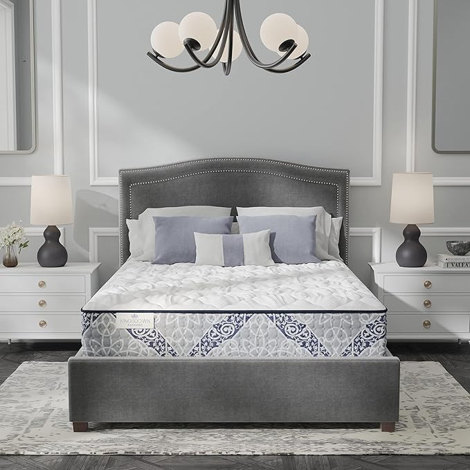 Kingsdown Firm Hybrid Mattress Queen Cooling Gel Memory Foam Layer Multi-Layered Motion Isolation Cool Sleep Quilted Top Luxury Mattresses, 13.5-Inch Passions Merridale