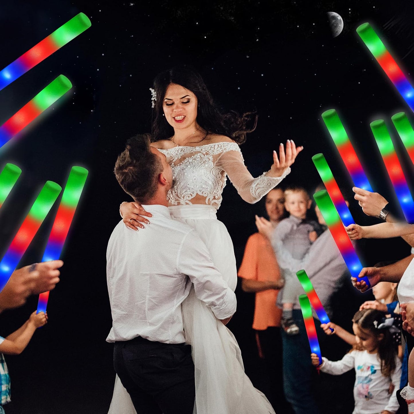 JOYIN 24 PCS LED Light Up Foam Sticks, Glow Sticks Party Favors Bulk with 3 Modes Color Flashing Glow Party Supplies for Halloween, Spooky Celebrations, Wedding, Camping, Birthday, Raves, Carnival