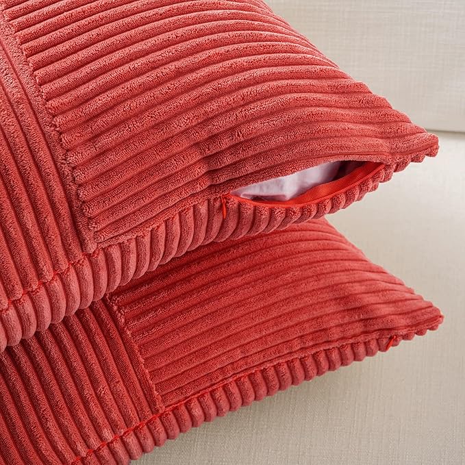 Fancy Homi 2 Packs Red Decorative Throw Pillow Covers 18x18 Inch - Image 4