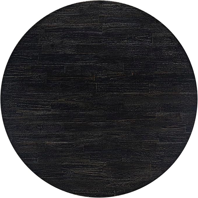 I58-11-TP - A Wood Dining table with a Round Tabletop and Stylish Pedestal, Sand Blasted Black Finish.