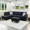 NicBex Sectional Couch 3 Pieces Sofa Set with Right Chaise Linen L Shaped Cloud Couch for Living Room Furniture Sets with Storage Ottoman, Modular Sofa for Living Room & Apartment, Black Grey