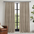 RYB HOME Camel Beige Velvet Curtains 90 inches, Soft Durable Drapes Room by RYBHOME