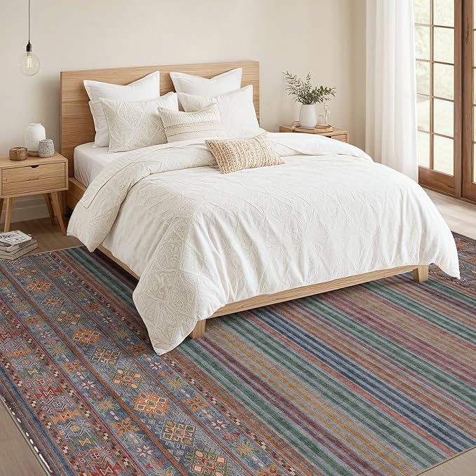 Nakagishi 6X9 Area Rugs Living Room: Washable Large Vintage Rug Neutral - Image 5