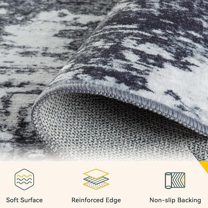 Washable Area Rugs 2'x3' Non-Slip Modern Abstract Soft - Image 3