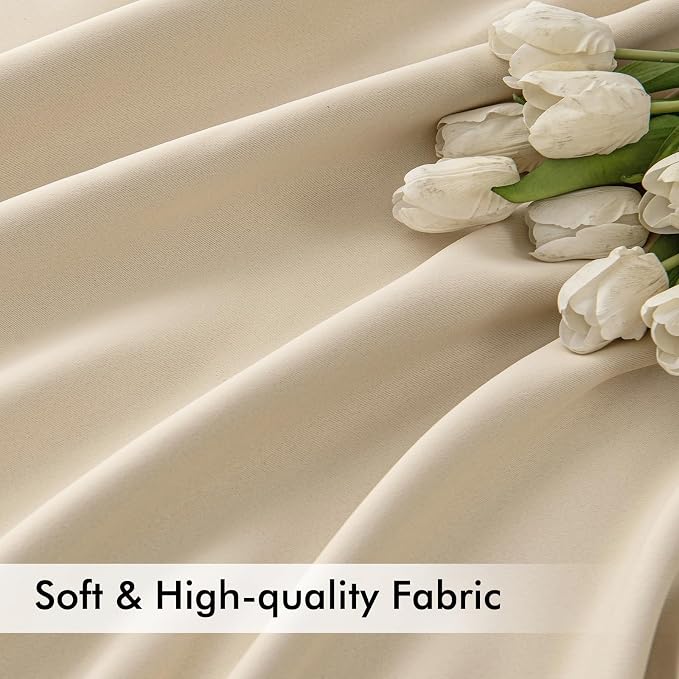 MIULEE Back Tab Cream Beige Curtains 92 Inch Long 2 Panels Set - Image 6